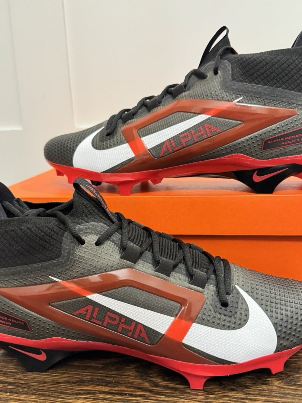 SIZE 14 - Nike Alpha Menace 4 Elite TB Black Red Football Cleats FZ7701-004 NEW